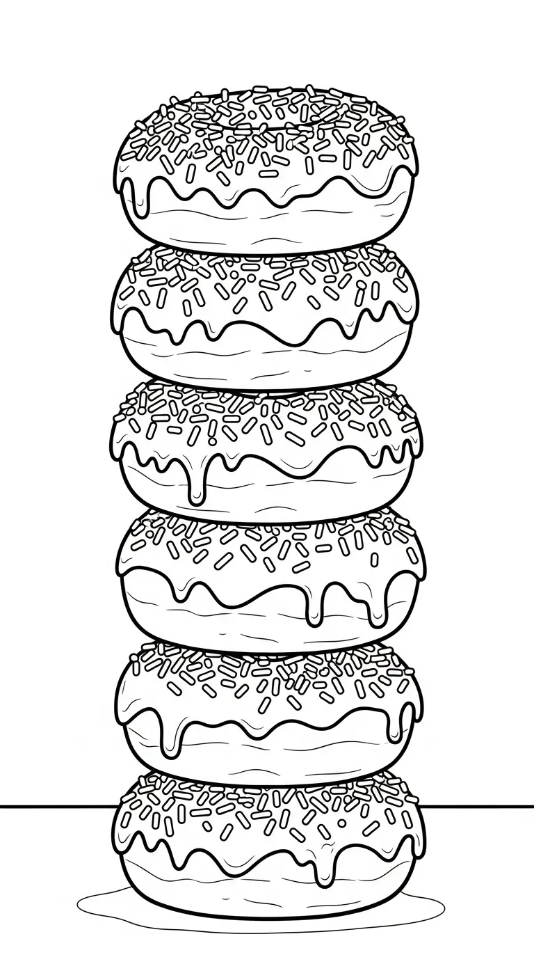 tranh tô màu Tranh Tô Màu Bánh Donut cho bé 7 tuổi miễn phí 1