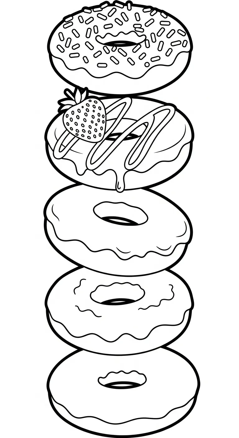 tải hình tô màu Tranh Tô Màu Bánh Donut cho bé