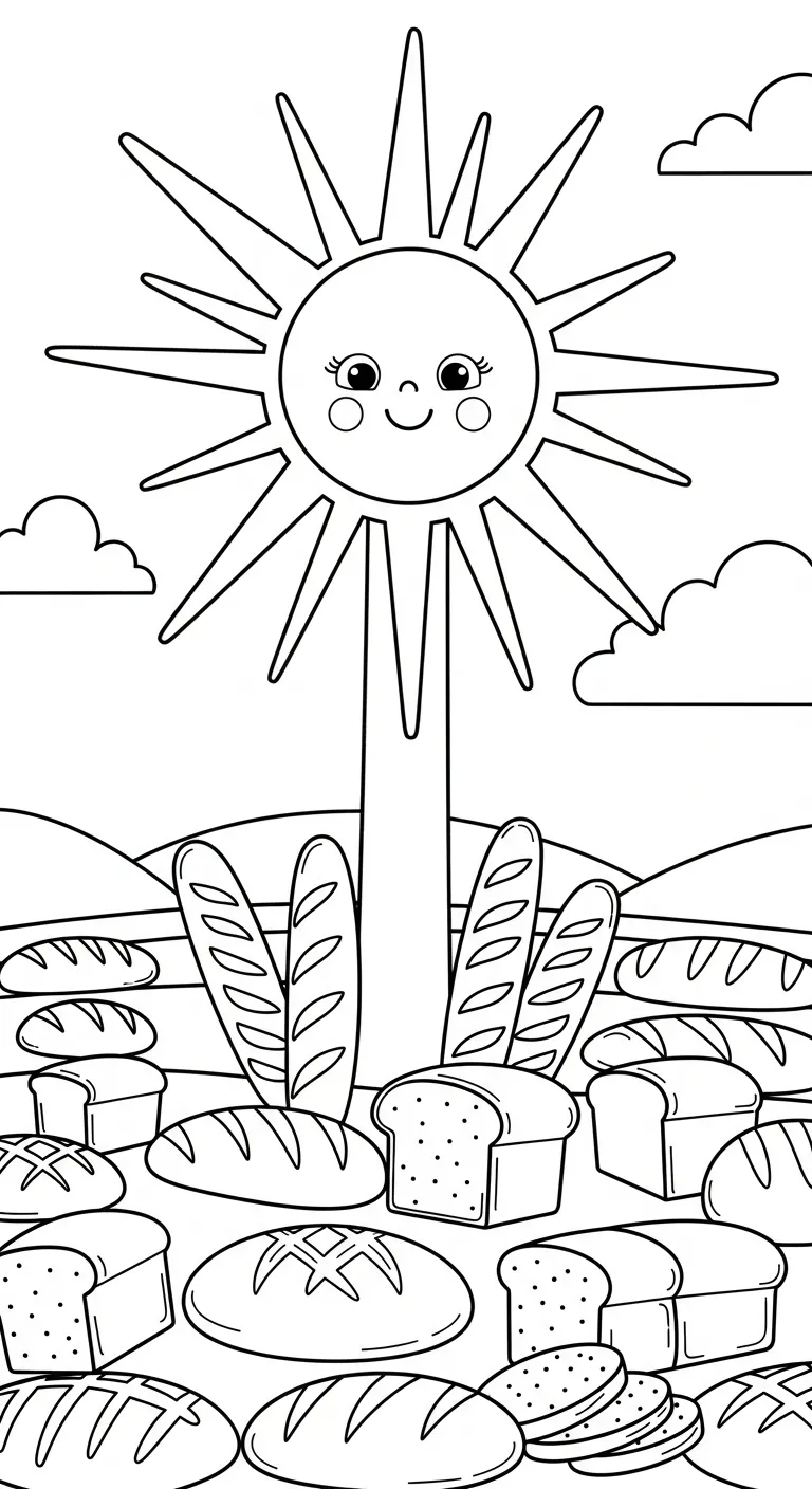 in tranh tô màu Tranh Tô Màu Bánh Mì cho bé 3 tuổi