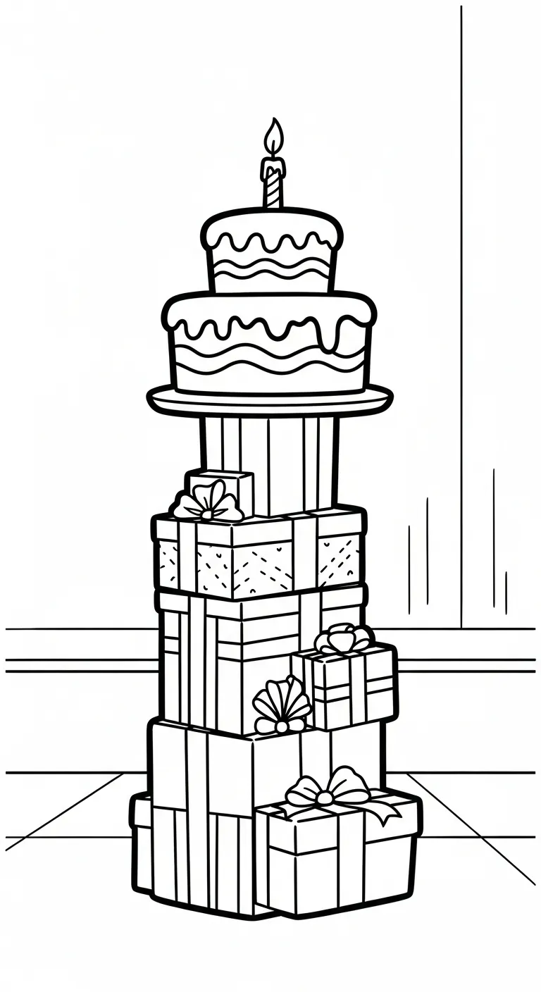 hình tô màu Tranh Tô Màu Bánh Sinh Nhật cho bé 7 tuổi