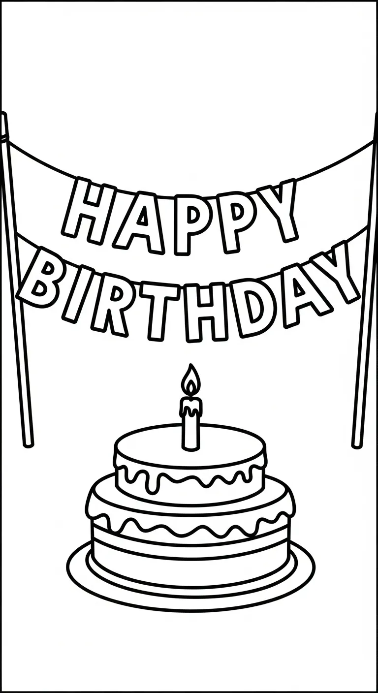 in tranh tô màu Tranh Tô Màu Bánh Sinh Nhật cho bé 8 tuổi