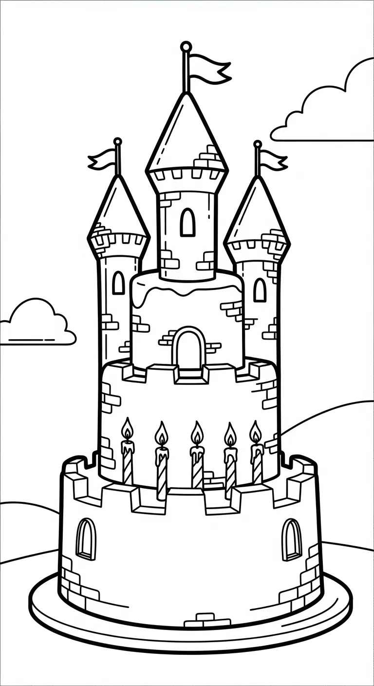 in hình tô màu Tranh Tô Màu Bánh Sinh Nhật cho bé 4 tuổi