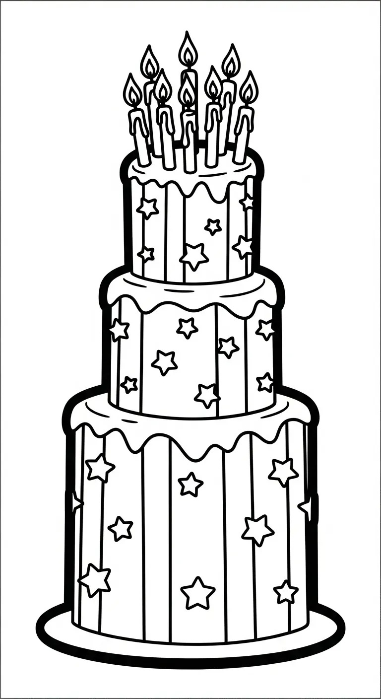 tranh tô màu Tranh Tô Màu Bánh Sinh Nhật cho bé 4 tuổi