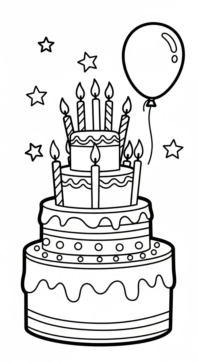 tranh tô màu Tranh Tô Màu Bánh Sinh Nhật cho bé 5 tuổi miễn phí