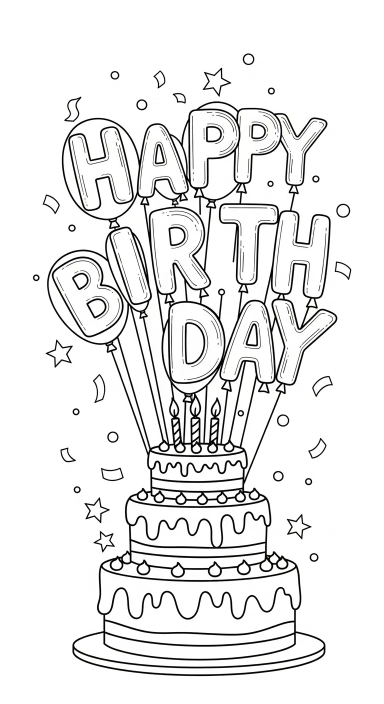 tranh tô màu Tranh Tô Màu Bánh Sinh Nhật cho bé 4 tuổi miễn phí