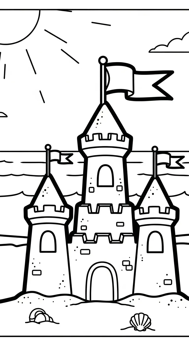 file hình tô màu Biển cho bé 4-5 tuổi