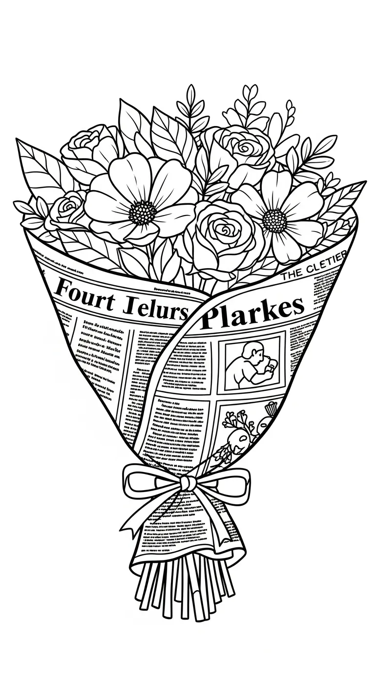 in hình tô màu Bó Hoa cho bé 5 tuổi