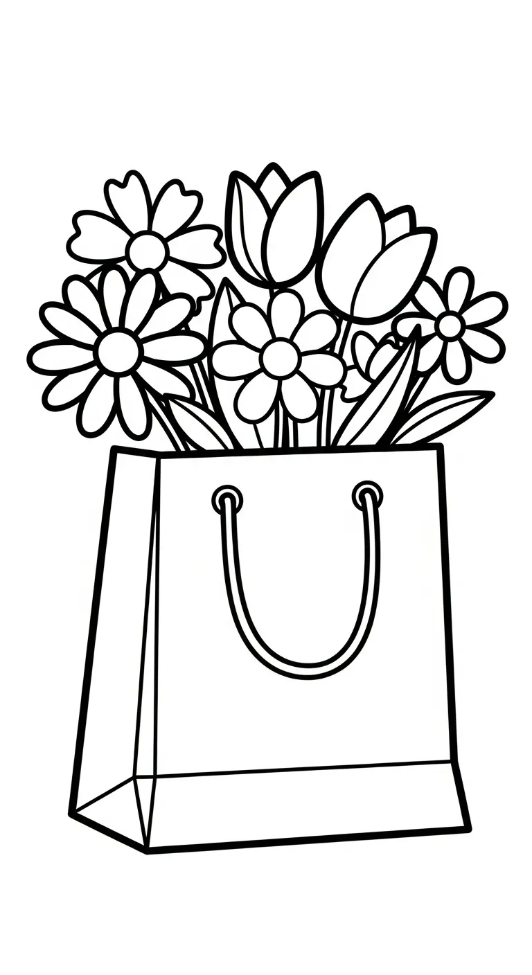 tranh tô màu Bó Hoa cho trẻ em