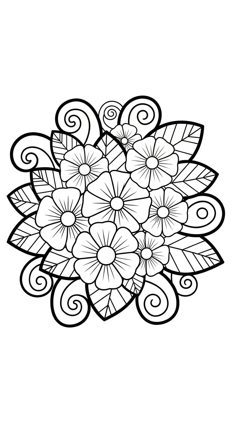 tranh tô màu Bó Hoa cho bé 3 tuổi 1