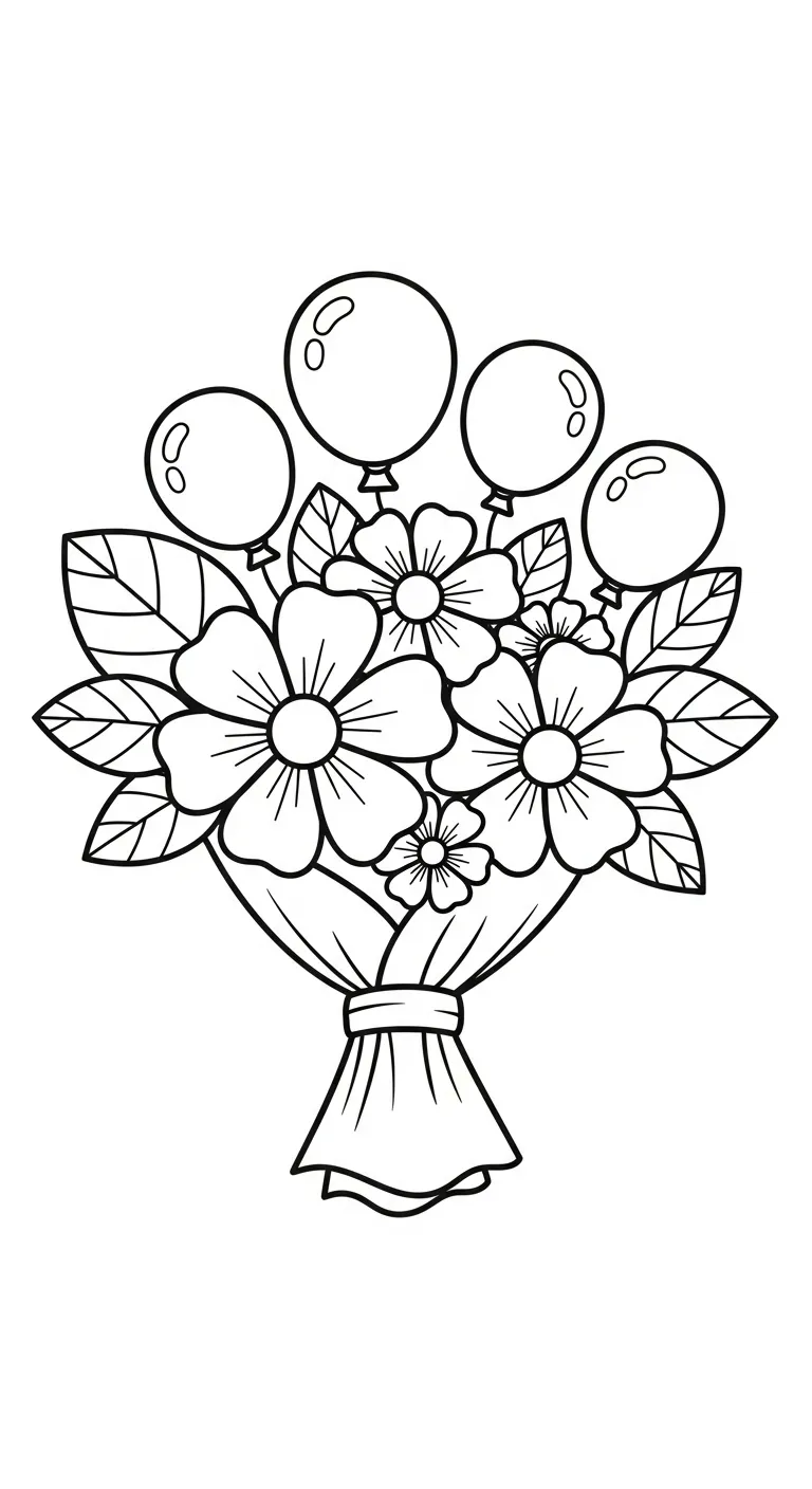 tranh tô màu Bó Hoa cho bé 4 tuổi