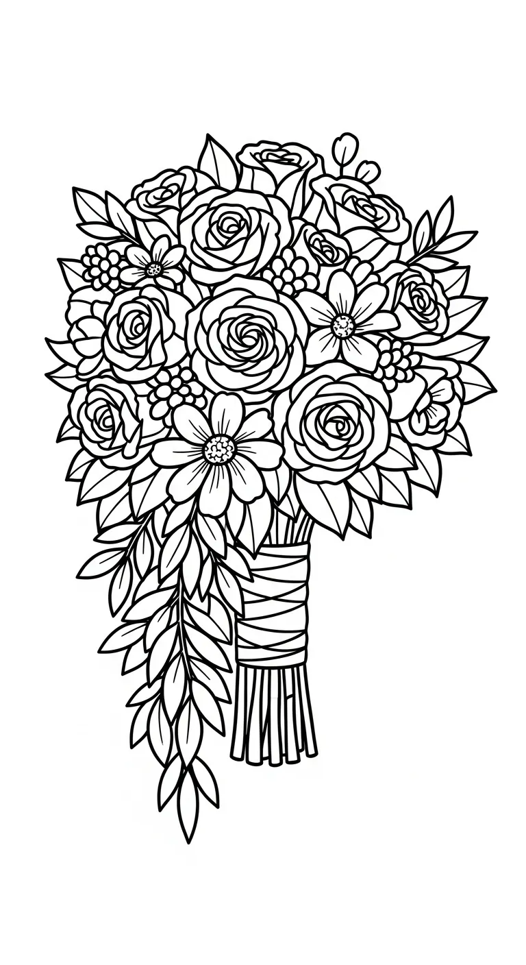 file tranh tô màu Bó Hoa cho bé in