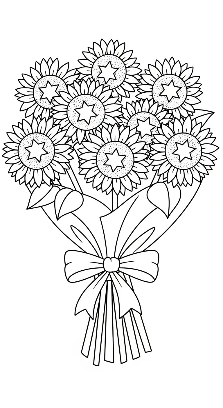 hình tô màu Bó Hoa cho bé 5 tuổi miễn phí