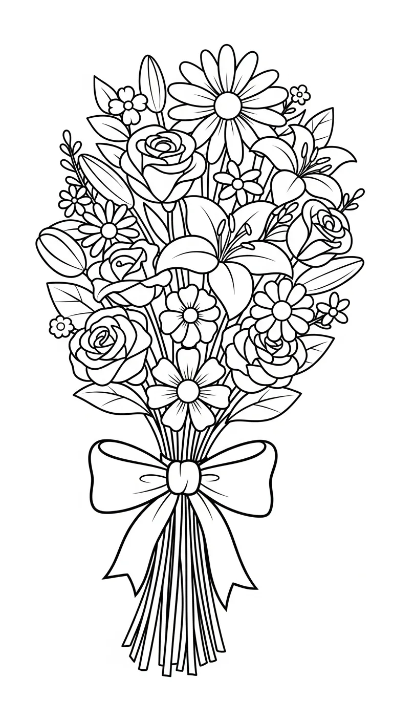 tranh tô màu Bó Hoa cho bé 8 tuổi miễn phí
