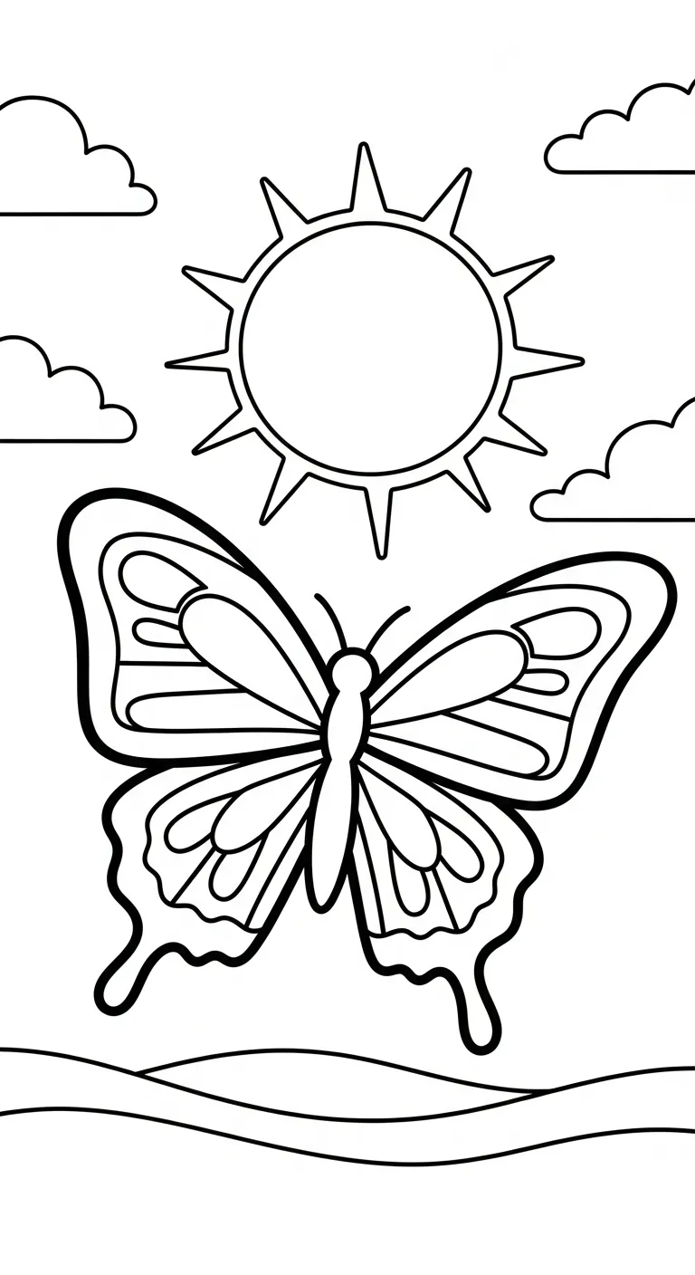 file pdf hình tô màu Tranh Tô Màu Bướm cho bé