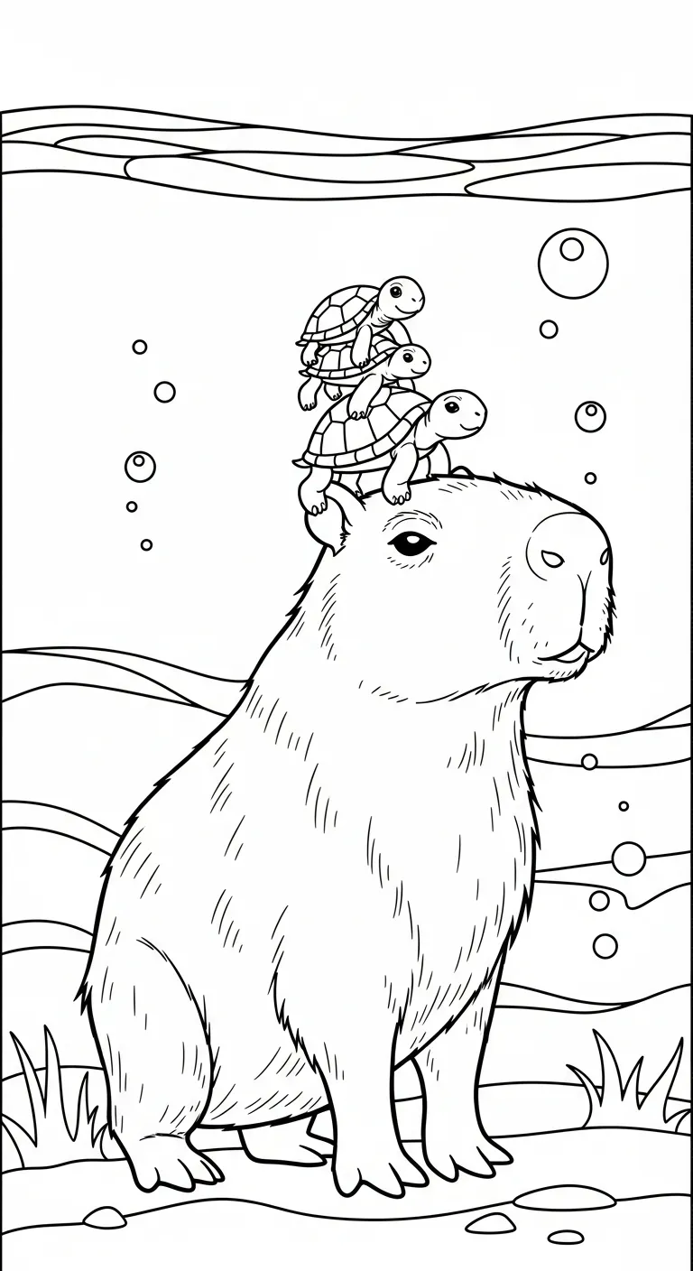 tranh tô màu Tranh Tô Màu Capybara cho bé 5 tuổi miễn phí