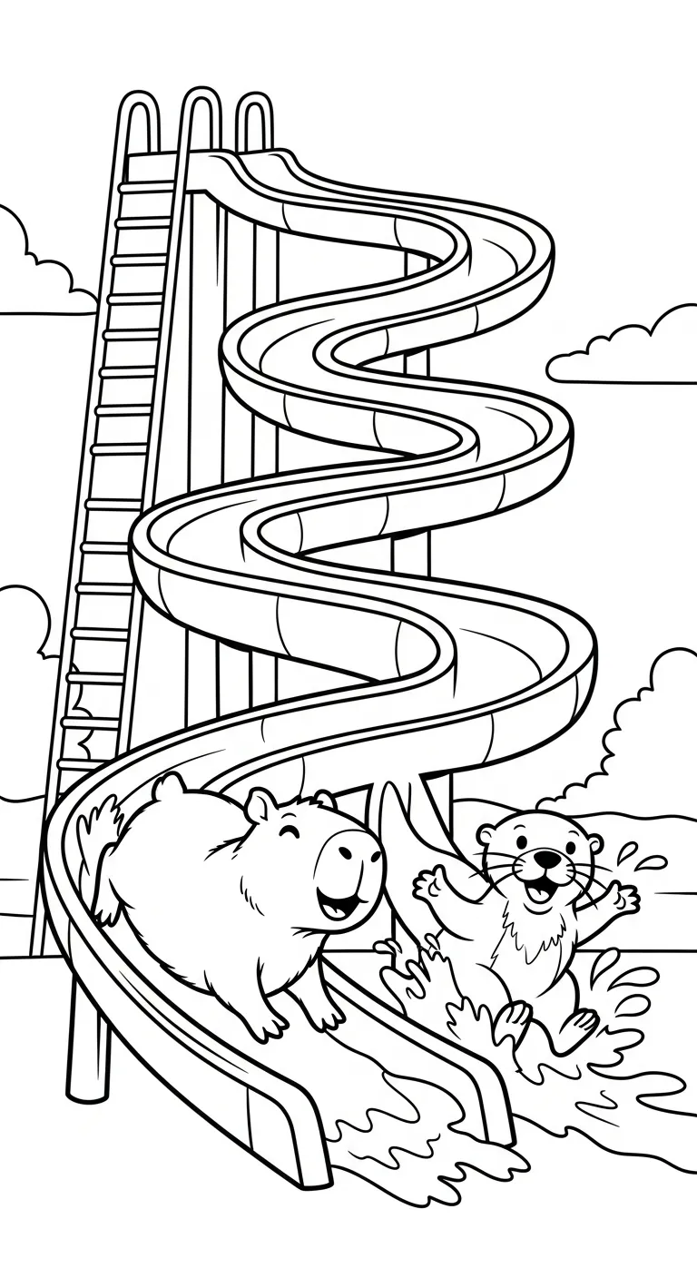 hình tô màu Tranh Tô Màu Capybara cho bé 5 tuổi