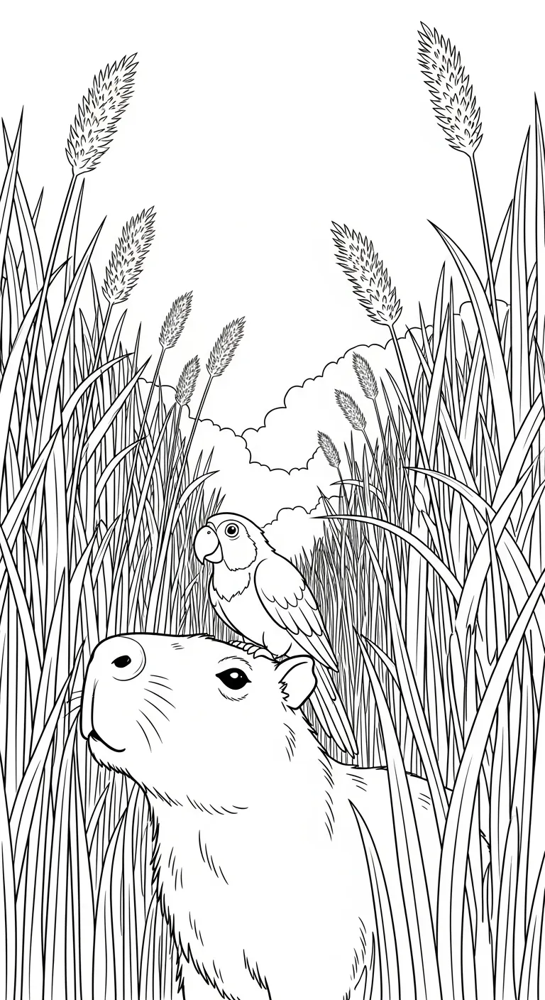 mẫu in hình tô màu Tranh Tô Màu Capybara cho bé