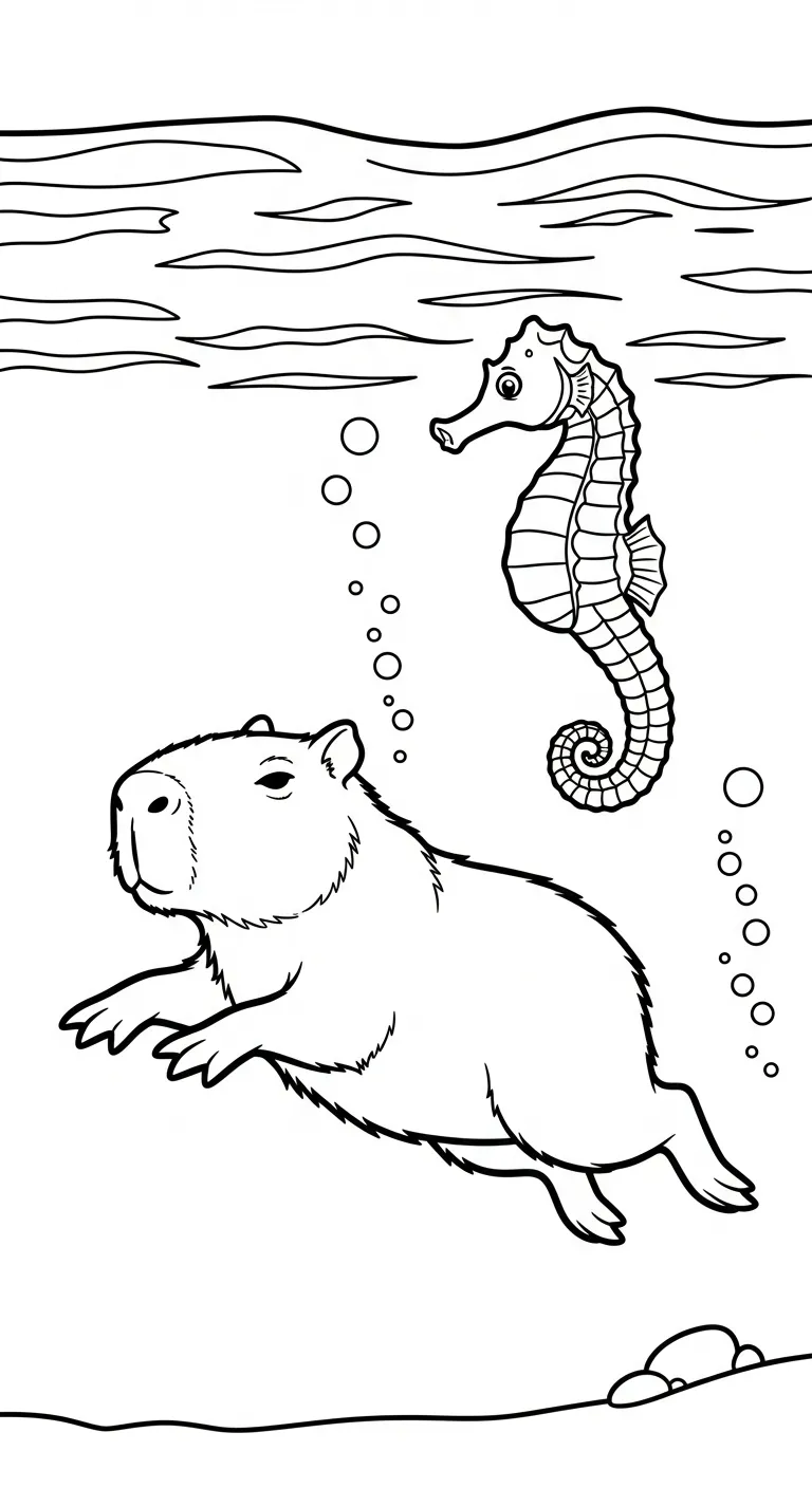 hình tô màu Tranh Tô Màu Capybara cho bé 4 tuổi miễn phí 1