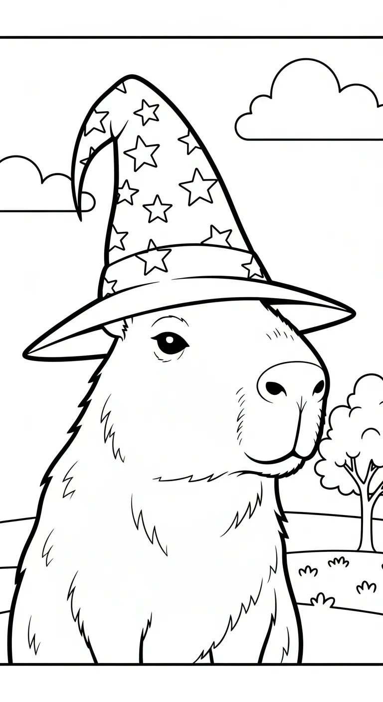 hình tô màu Tranh Tô Màu Capybara cho bé đơn giản