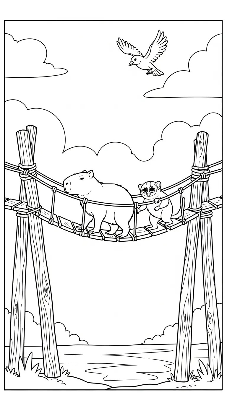 tải tranh tô màu Tranh Tô Màu Capybara cho bé miễn phí