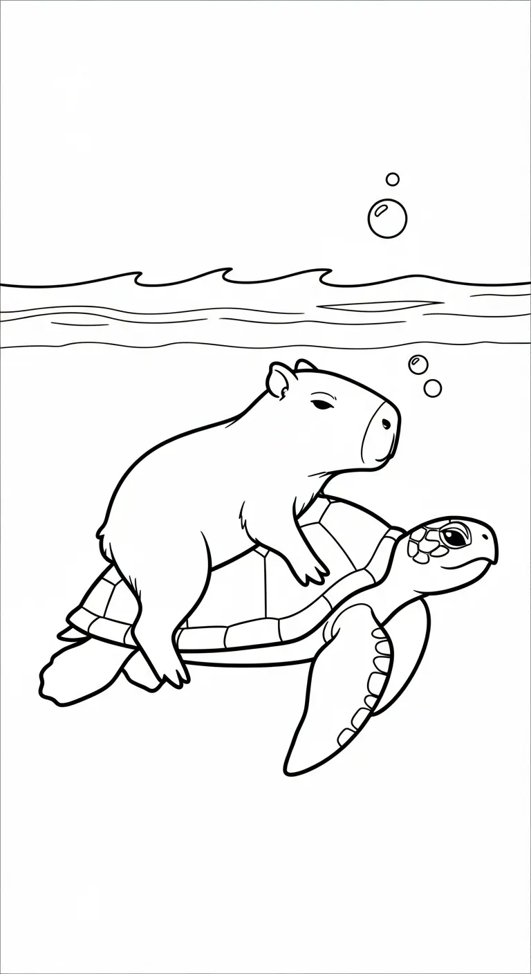 tranh tô màu Tranh Tô Màu Capybara cho bé 6 tuổi miễn phí