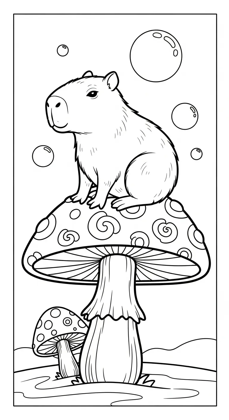 hình tô màu Tranh Tô Màu Capybara cho bé đơn giản 1