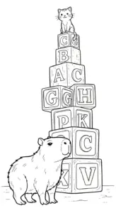 hình tô màu Tranh Tô Màu Capybara cho bé 6 tuổi