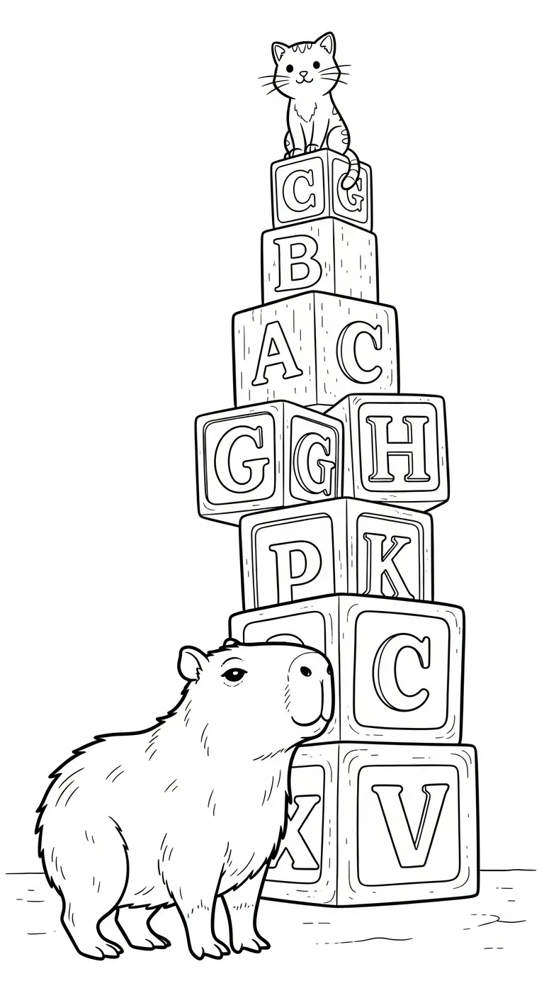 hình tô màu Tranh Tô Màu Capybara cho bé 6 tuổi