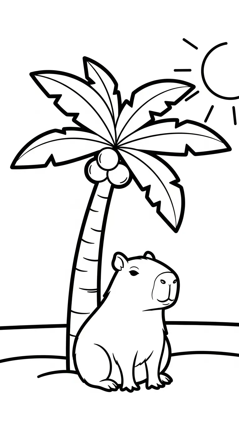 tranh tô màu Tranh Tô Màu Capybara cho bé đơn giản