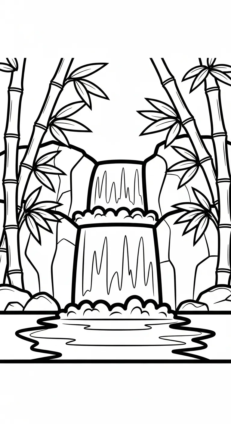 hình tô màu Cây Tre cho bé 7-8 tuổi