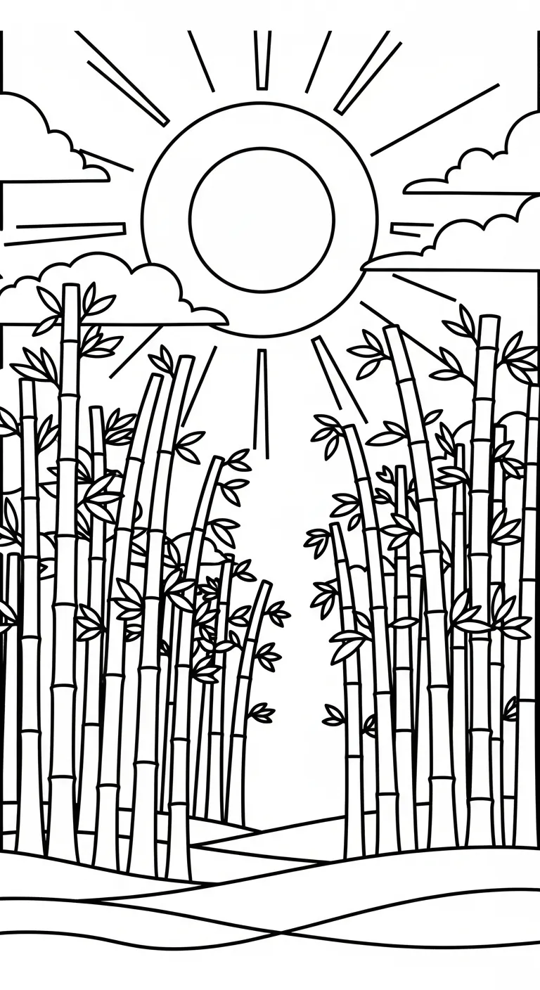 tải tranh tô màu Cây Tre cho bé 5 tuổi