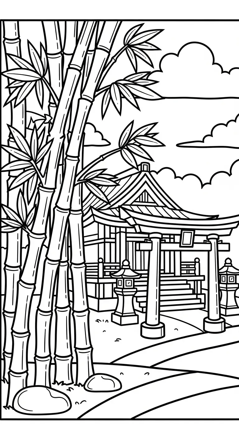 hình tô màu Cây Tre cho bé 3 tuổi miễn phí