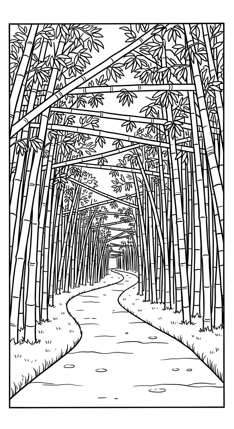 in tranh tô màu Cây Tre cho bé 6 tuổi