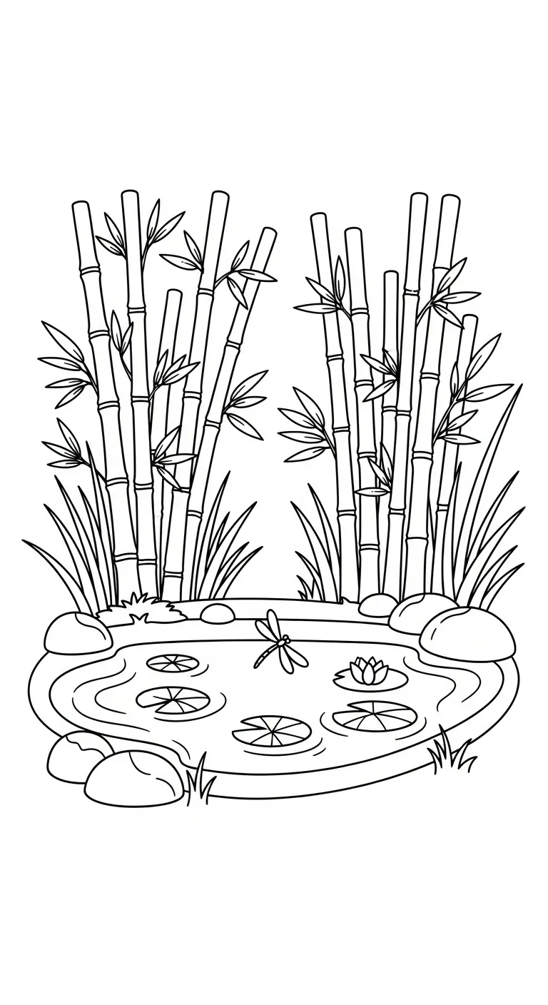 hình tô màu Cây Tre cho bé đơn giản 1