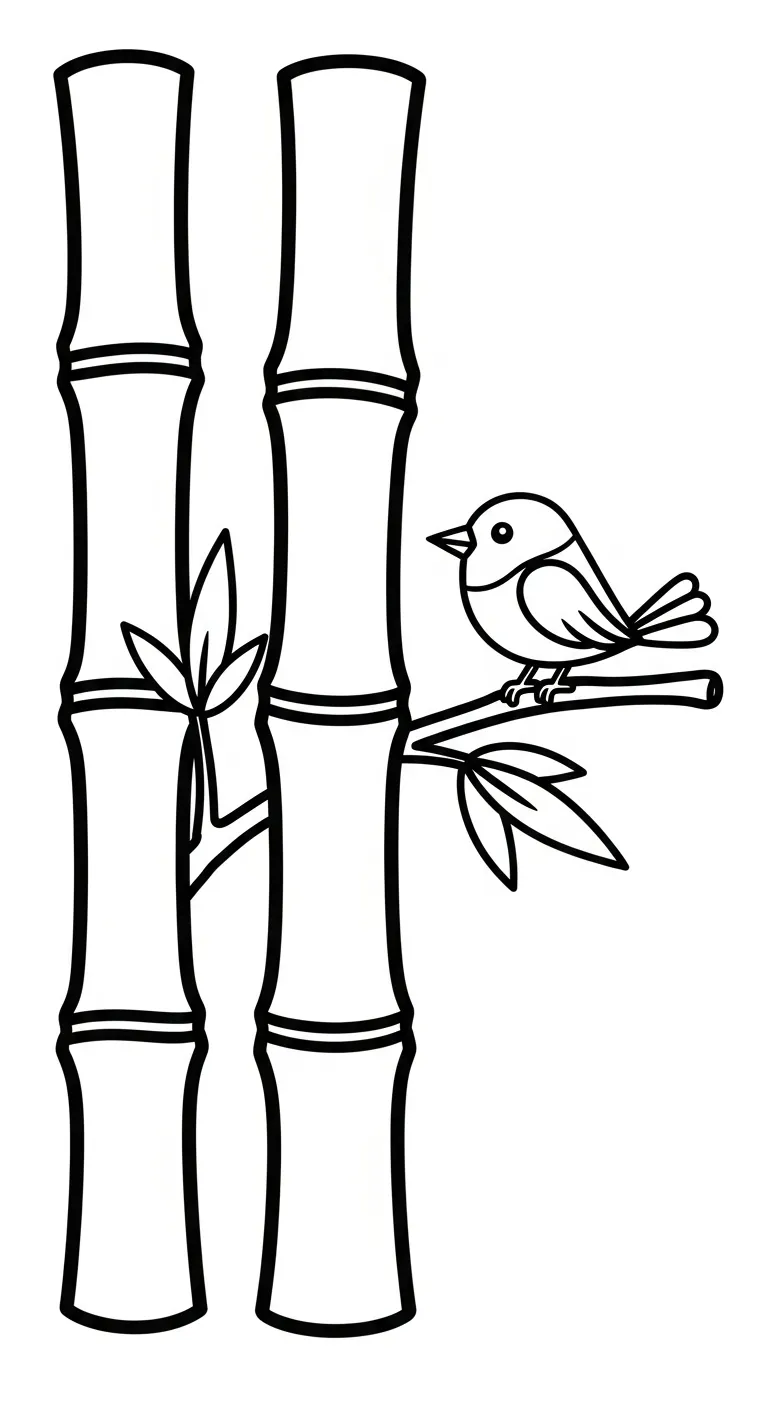 hình tô màu Cây Tre cho bé 5 tuổi