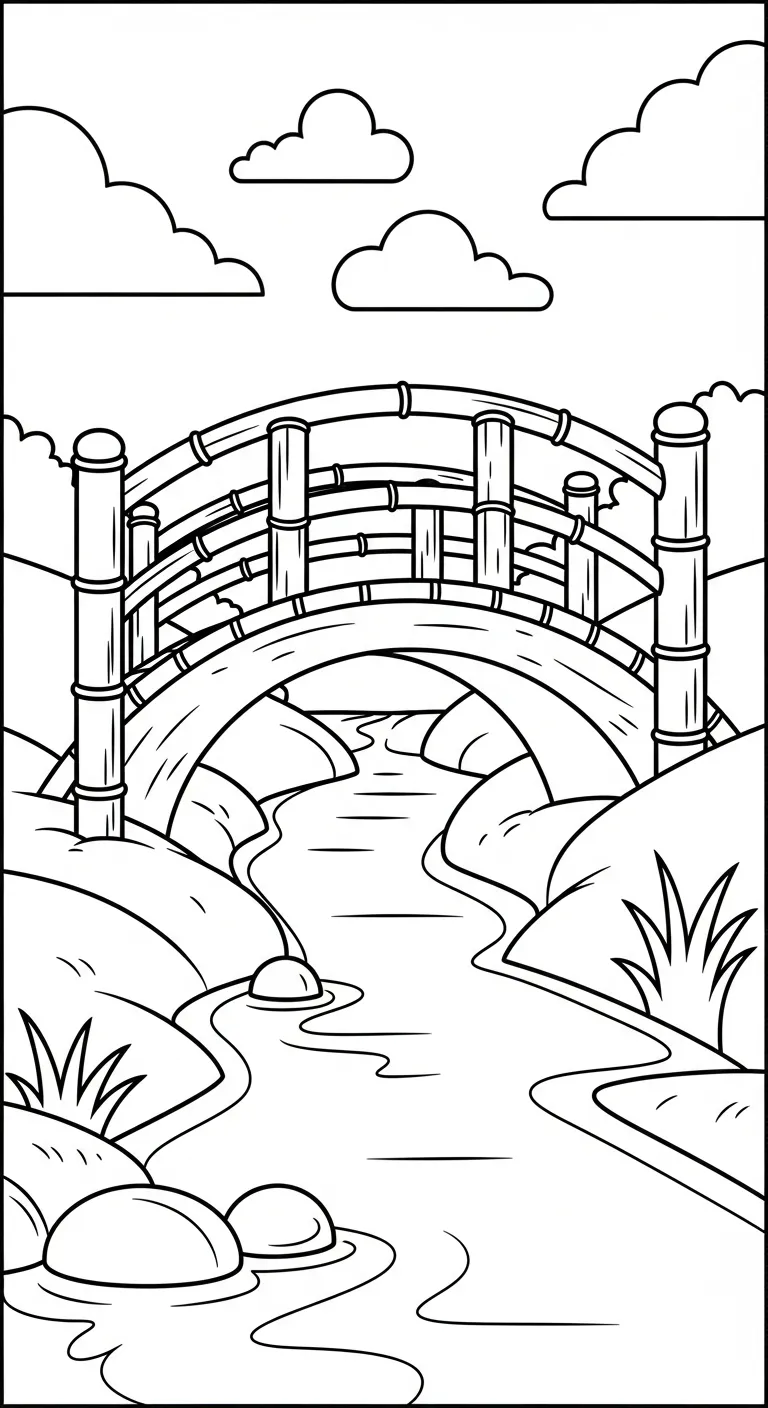 in hình tô màu Cây Tre miễn phí