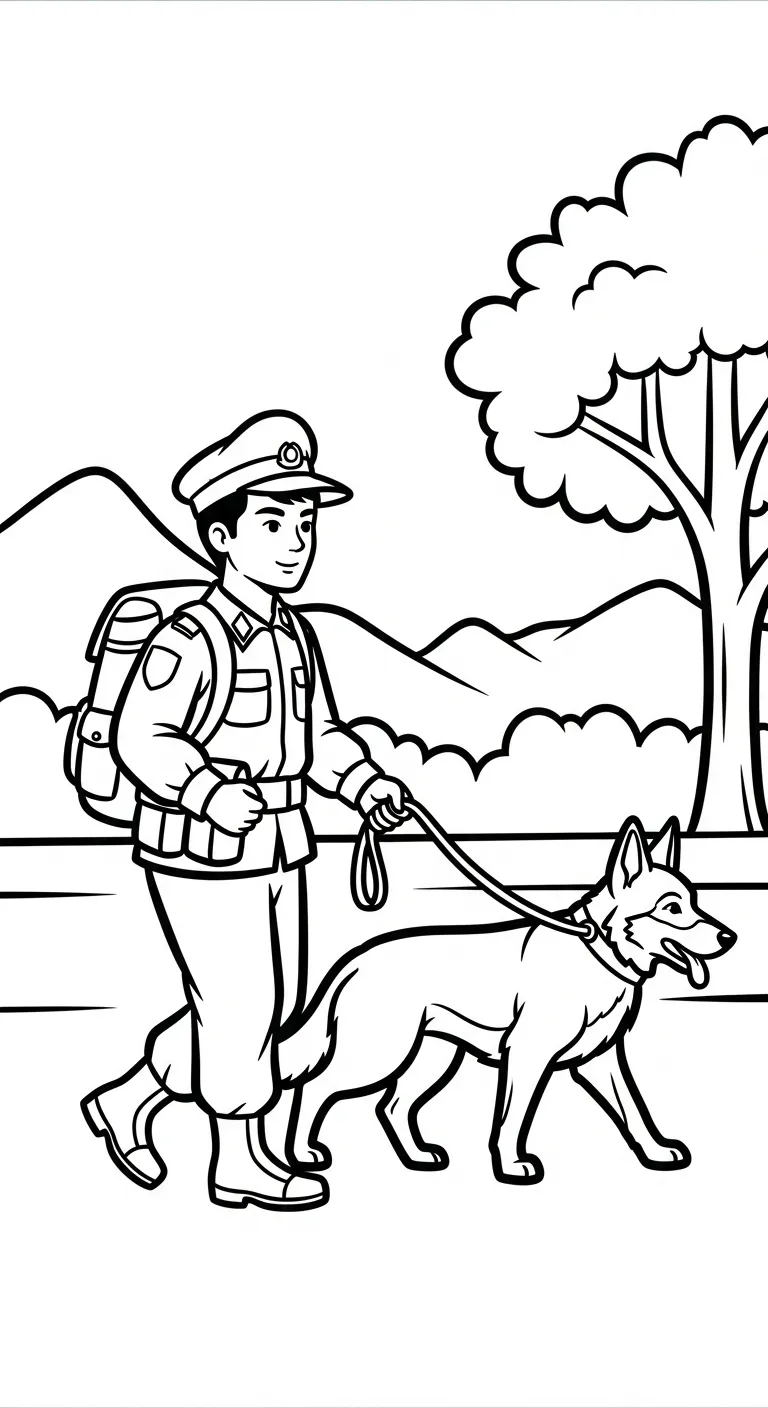 download hình tô màu Tranh Tô Màu Chú Bộ Đội cho bé