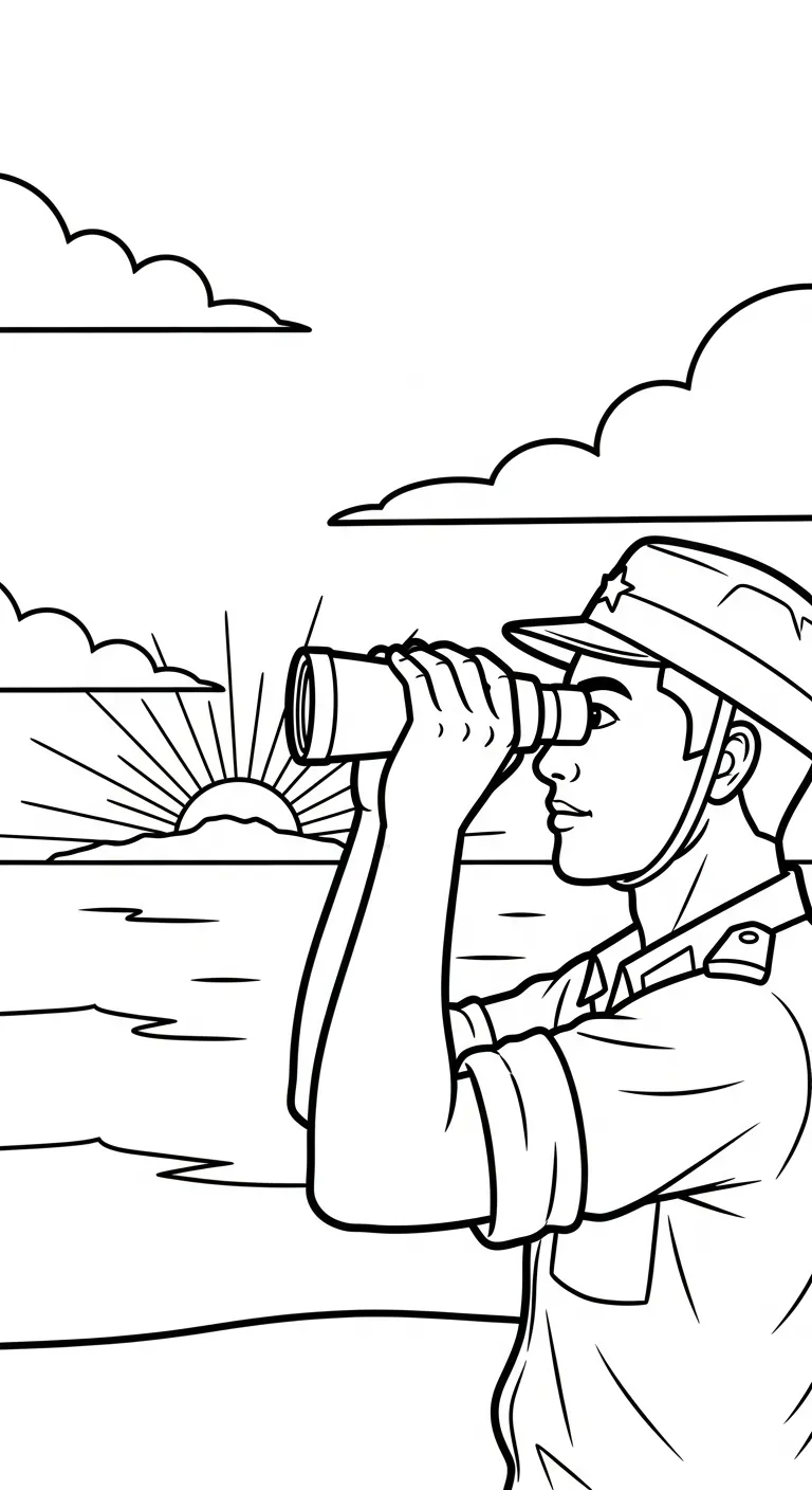 file hình tô màu Tranh Tô Màu Chú Bộ Đội cho bé 4-5 tuổi