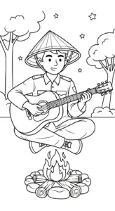 download hình tô màu Tranh Tô Màu Chú Bộ Đội cho bé