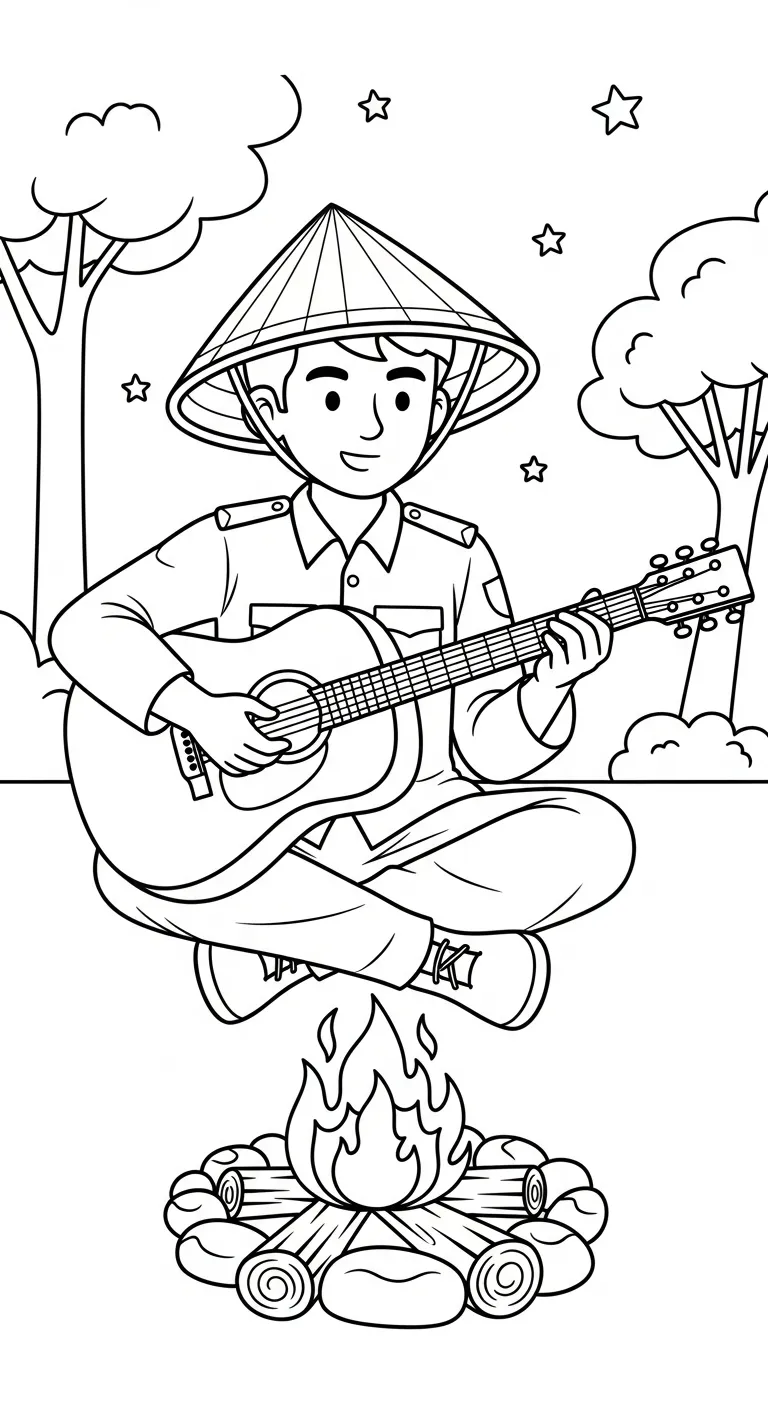 download hình tô màu Tranh Tô Màu Chú Bộ Đội cho bé 1