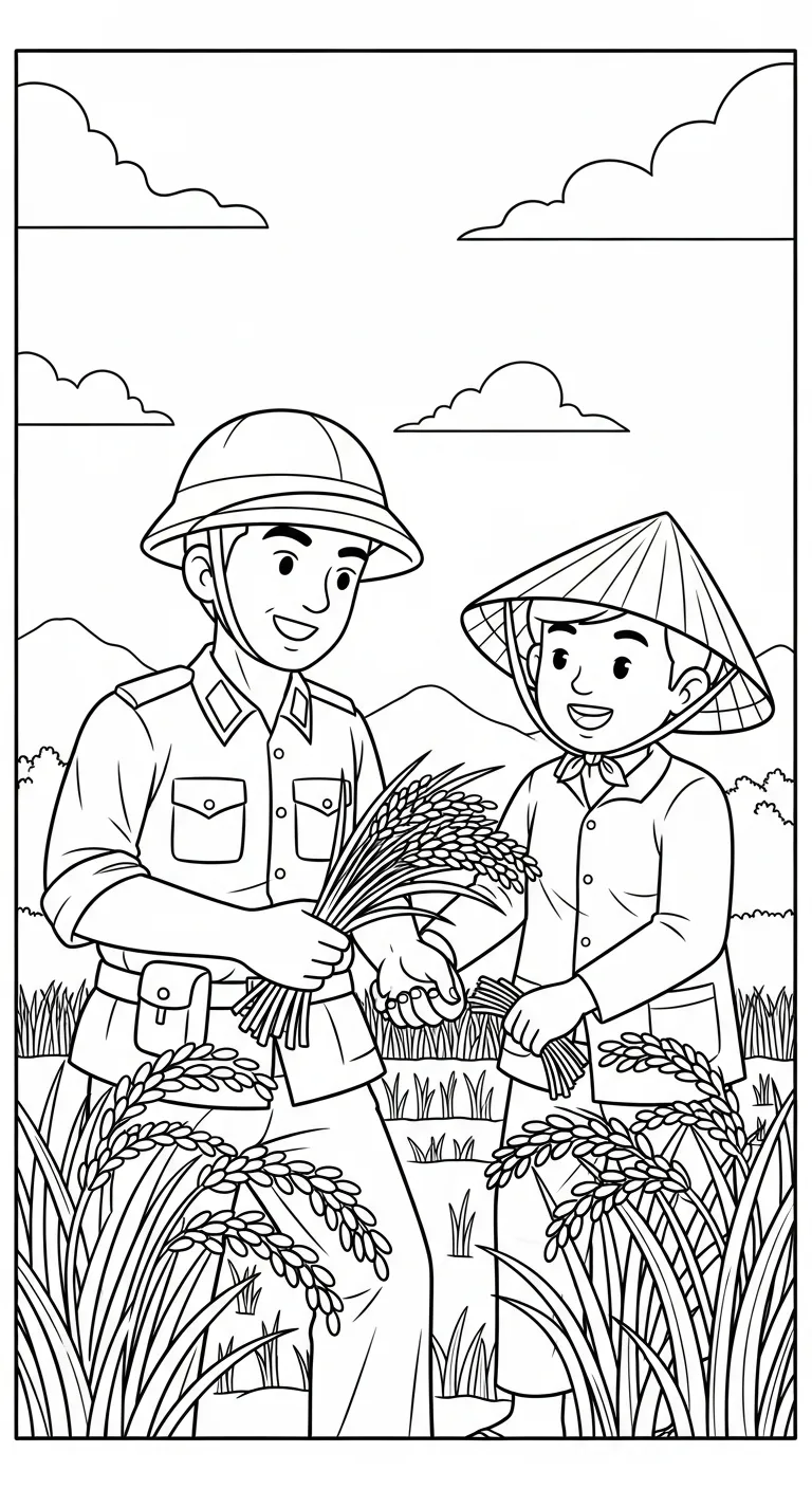 in hình tô màu Tranh Tô Màu Chú Bộ Đội khổ A4