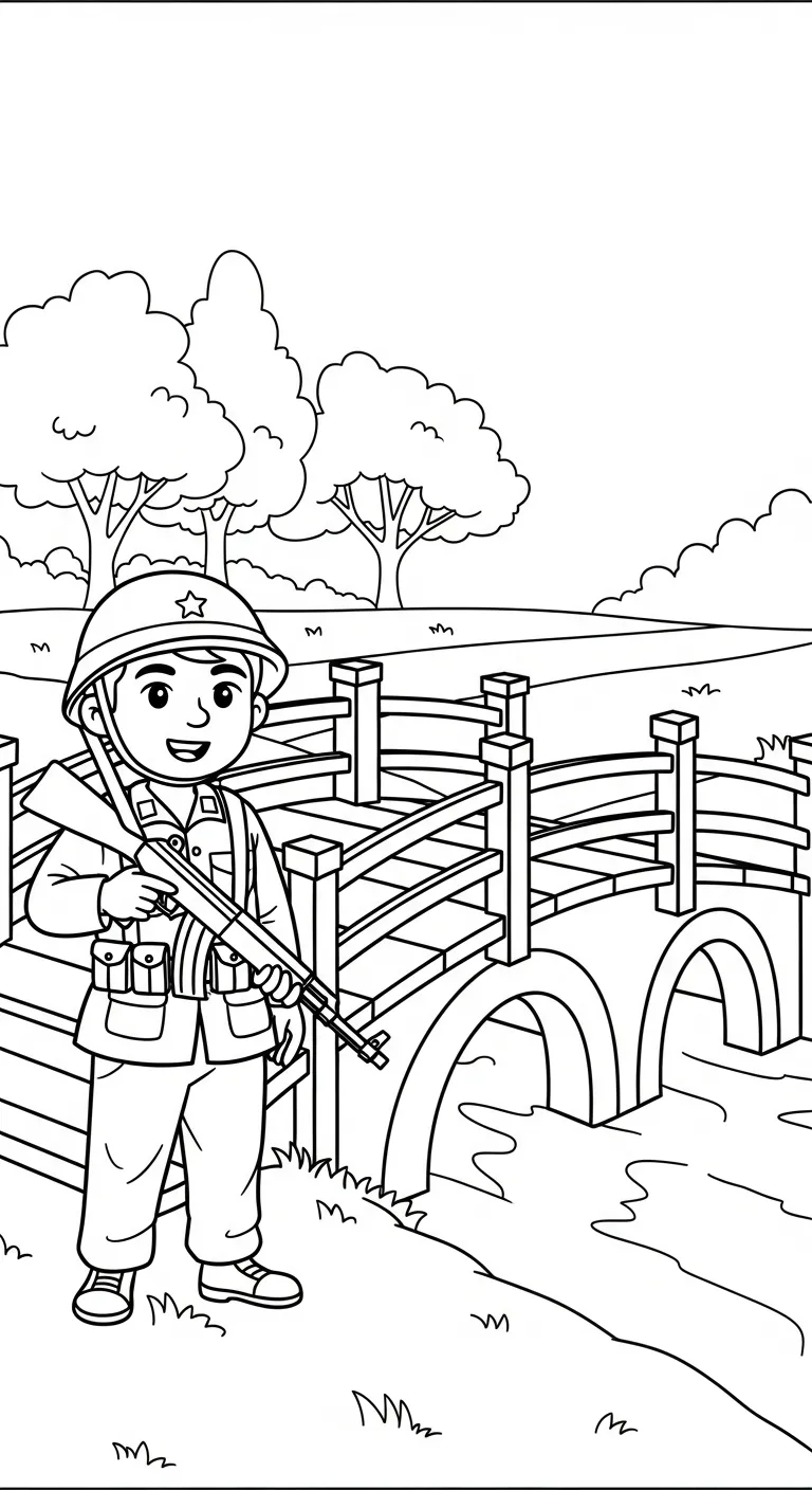 tranh tô màu Tranh Tô Màu Chú Bộ Đội cho bé 3 tuổi miễn phí