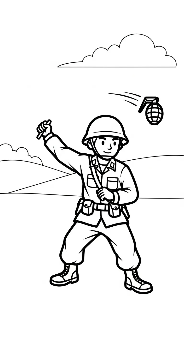 in tranh tô màu Tranh Tô Màu Chú Bộ Đội cho bé