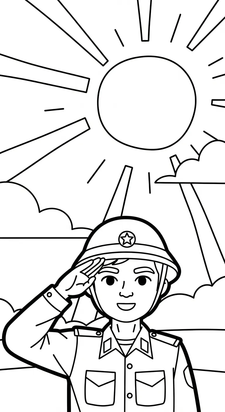 download hình tô màu Tranh Tô Màu Chú Bộ Đội miễn phí