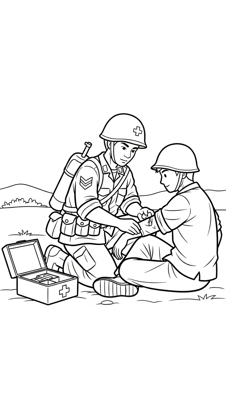 file pdf hình tô màu Tranh Tô Màu Chú Bộ Đội cho bé