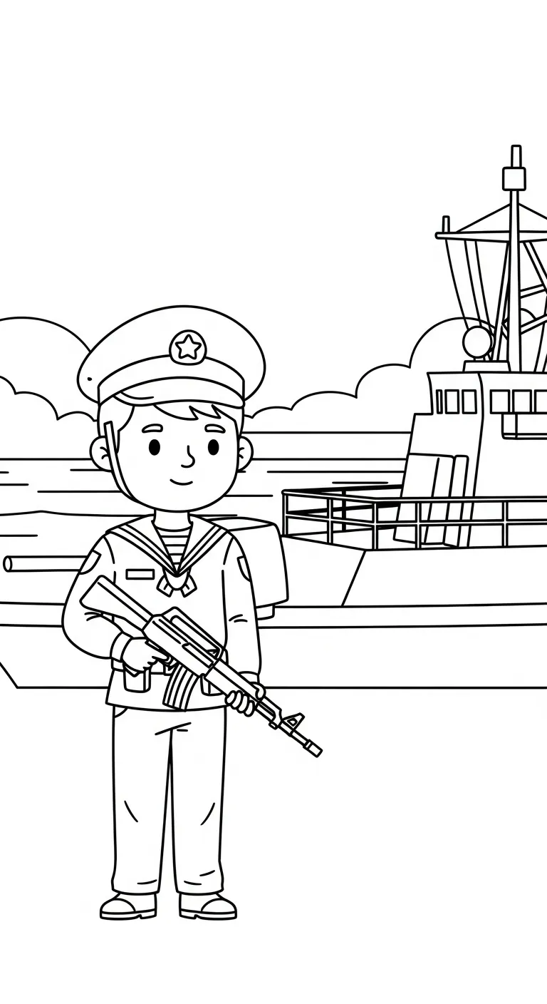 hình tô màu Tranh Tô Màu Chú Bộ Đội cho bé đơn giản 1