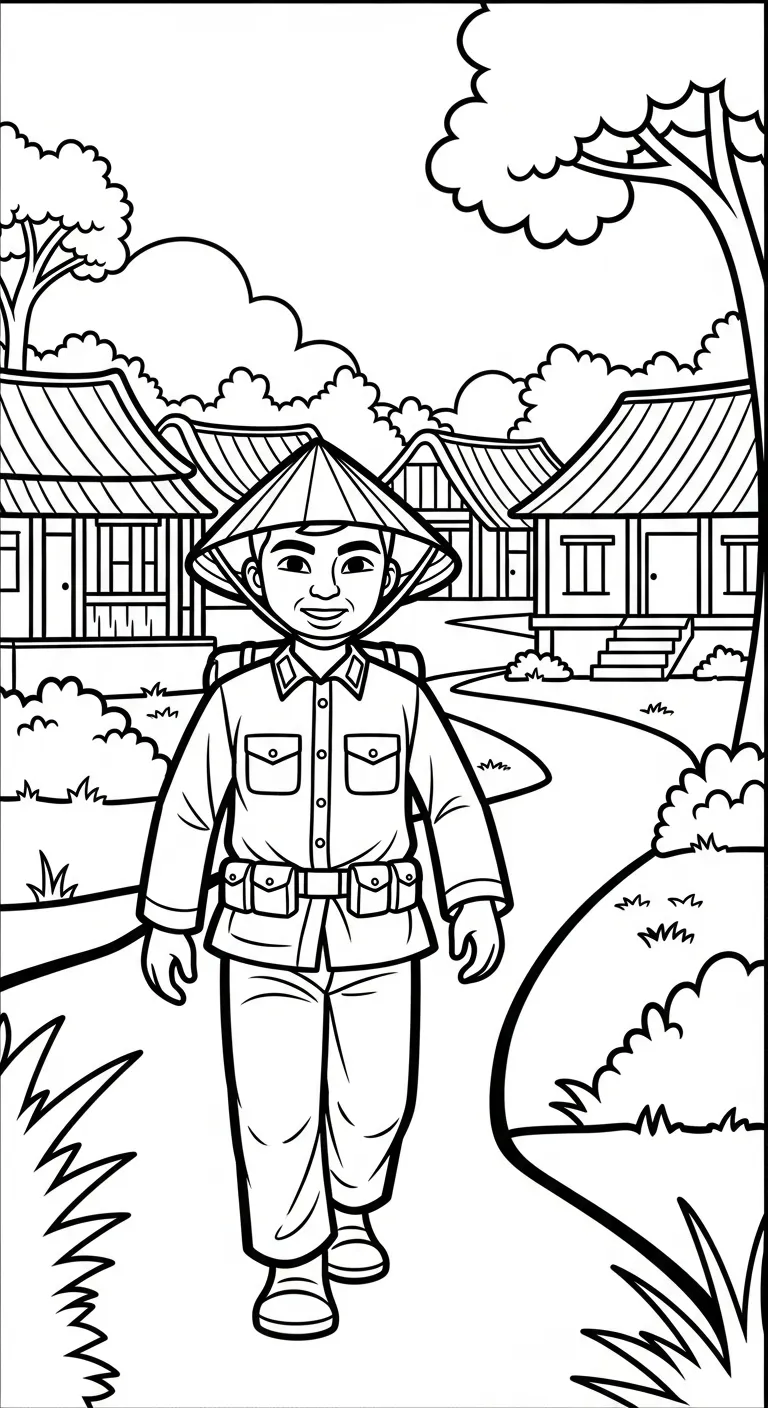 in tranh tô màu Tranh Tô Màu Chú Bộ Đội 2