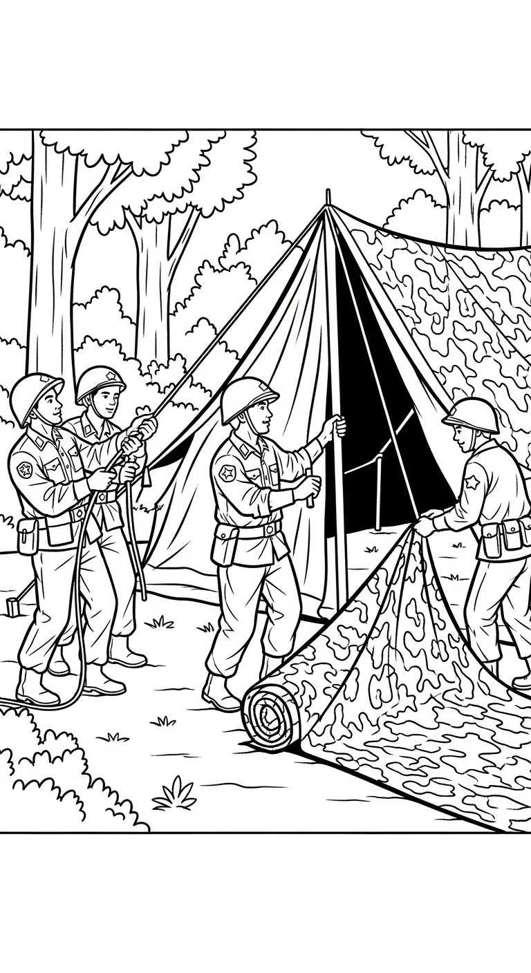 tranh tô màu Tranh Tô Màu Chú Bộ Đội cho bé tải miễn phí