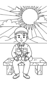 hình tô màu Tranh Tô Màu Chú Bộ Đội cho bé tải miễn phí