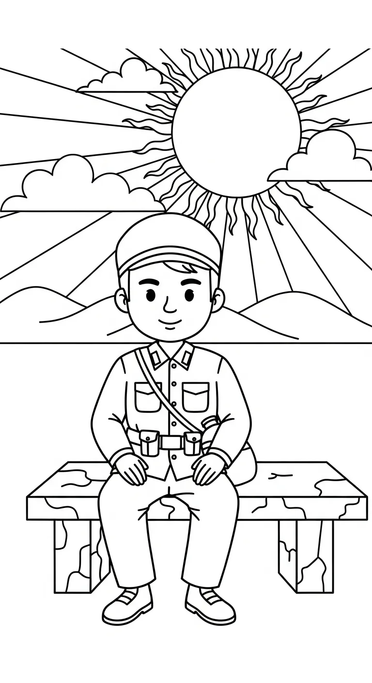 hình tô màu Tranh Tô Màu Chú Bộ Đội cho bé tải miễn phí